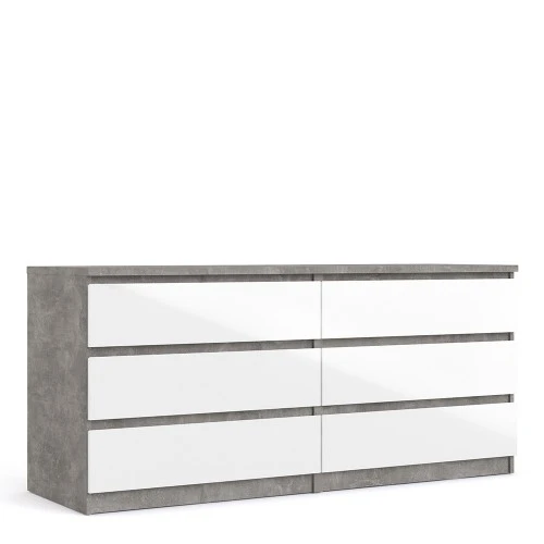 Caia Wide Chest of 6 Drawer Concrete