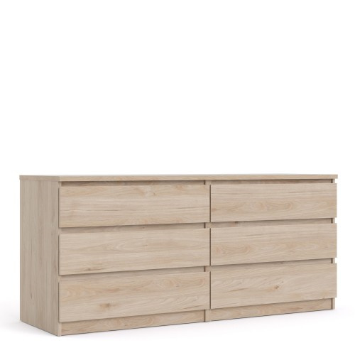 Caia Wide Chest of 6 Drawer Oak