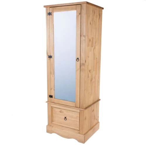 Corona Armoire Mirrored Wardrobe Pine