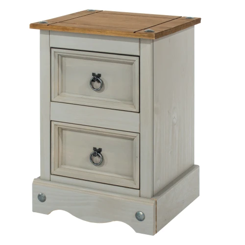 Corona 2 Drawer Petite Bedside Grey