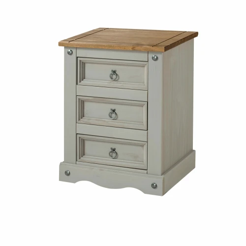 Corona 3 Drawer Bedside Grey