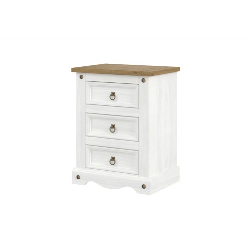 Corona 3 drawer Bedside Cabinet White