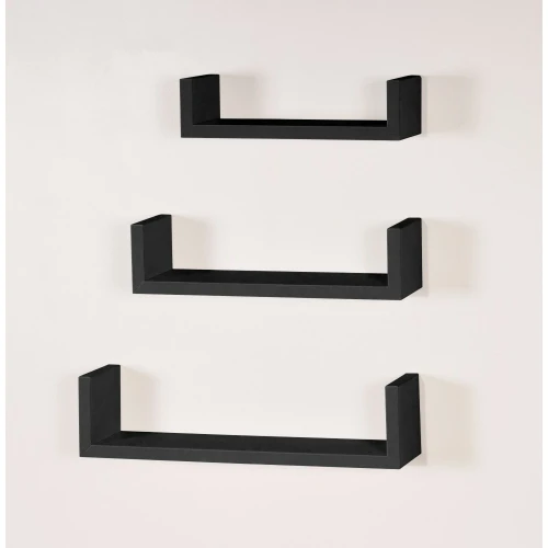 Hudson Set of 3 Floating Shelf Black