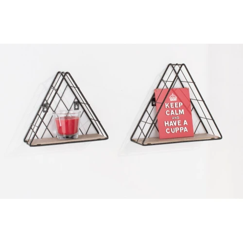 Loft Woodgrain Triangle Set of 2 Display Shelves