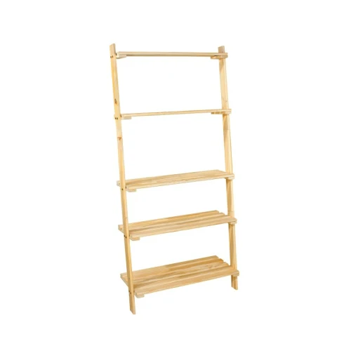 Ladder design shelf unit with slatted shelves