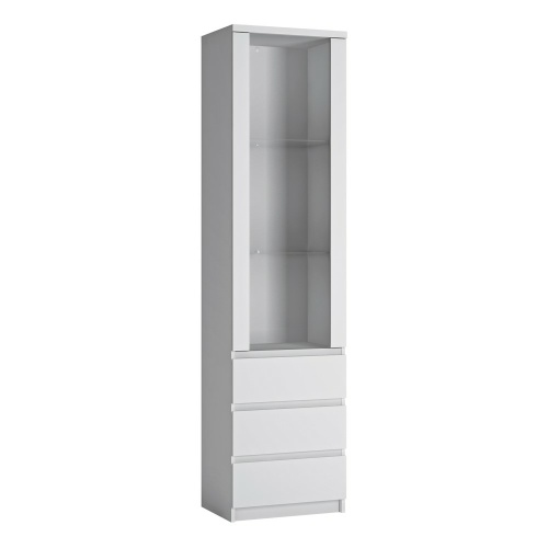 Ribo Tall narrow glazed cabinet White
