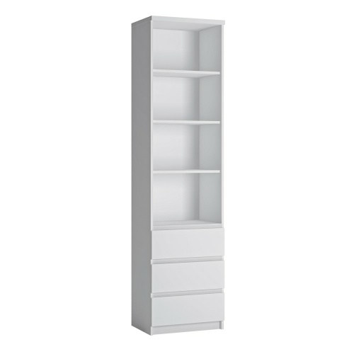Ribo Tall narrow bookcase White