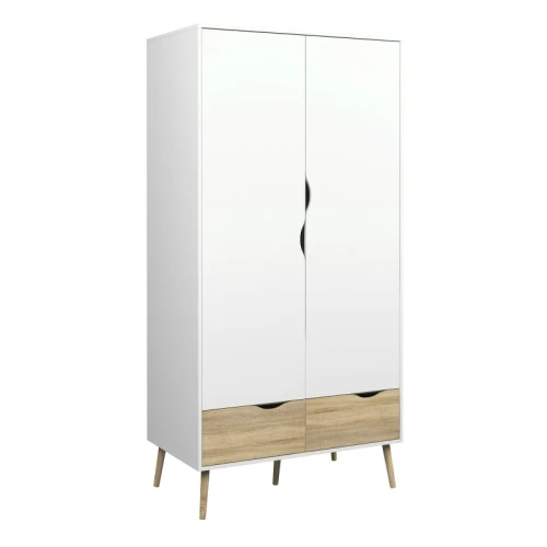 Oslo 2 Door Wardrobe White and Oak