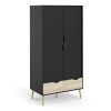 Oslo 2 Door Wardrobe Black and Oak