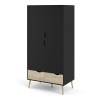 Oslo 2 Door Wardrobe Black and Oak