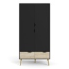 Oslo 2 Door Wardrobe Black and Oak