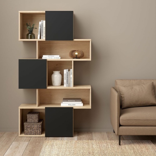 Bookcase with 3 Doors in Hickory Black