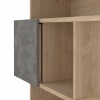 Asymmetrical Bookcase with 3 Doors in Hickory & Concrete