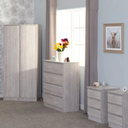 Malvern Urban Snow 2 Door Wardrobe Bedroom Set