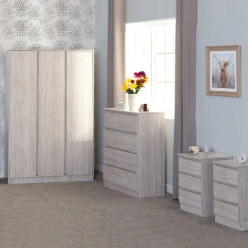 Malvern Urban Snow 3 Door Wardrobe Bedroom Set