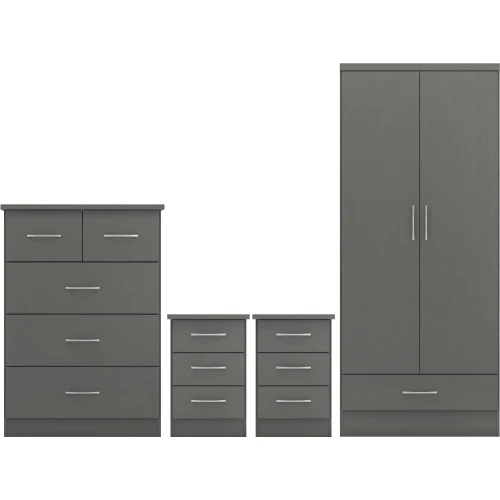 Nevada 2 Door Wardrobe Bedroom Set 3D Grey