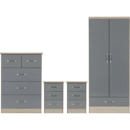 Nevada 2 Door Wardrobe Bedroom Set Grey