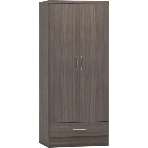 Nevada 2 Door 1 Drawer Wardrobe Black