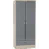 Nevada 2 Door 1 Drawer Grey Wardrobe