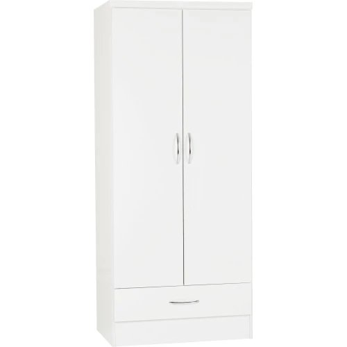 Nevada 2 Door 1 Drawer Wardrobe White