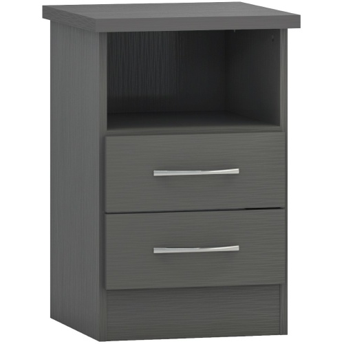 Nevada 2 Drawer Bedside Cabinet 3D Grey