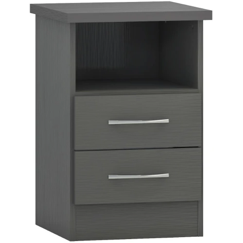 Nevada 2 Drawer Bedside Cabinet 3D Grey