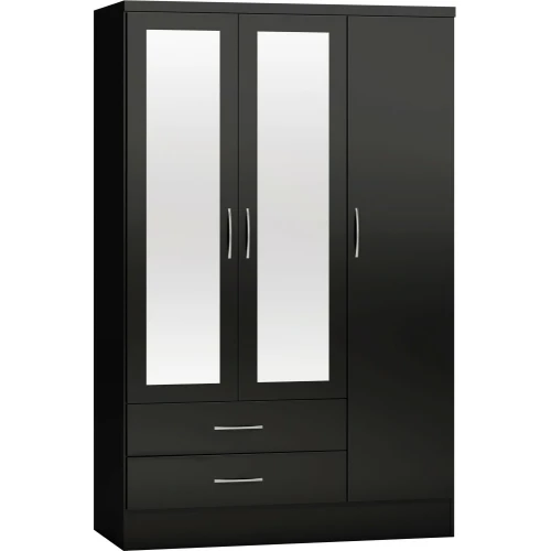 Nevada 3 Door Wardrobe Black Gloss