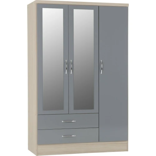 Nevada 3 Door Wardrobe Grey