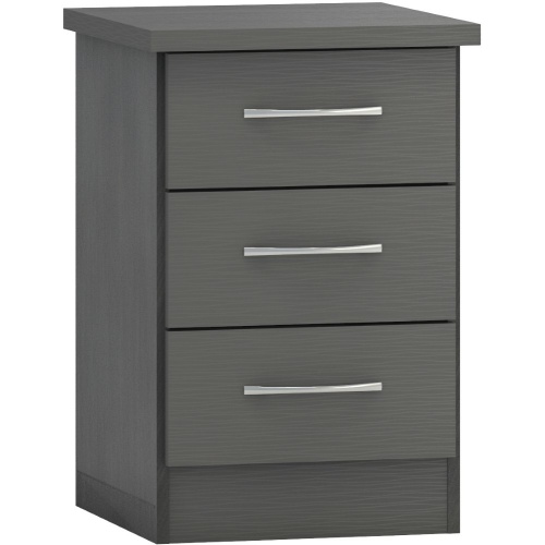 Nevada 3 Drawer Bedside Cabinet 3D Grey