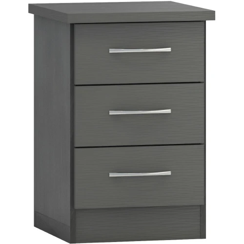 Nevada 3 Drawer Bedside Cabinet 3D Grey