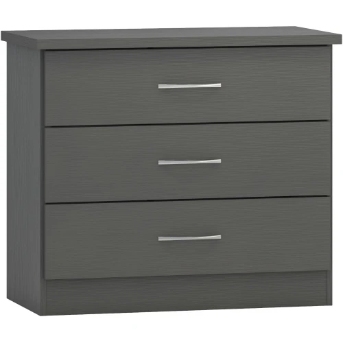 Nevada 3 Drawer Chest 3D Grey