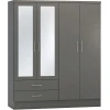 Nevada 4 Door Wardrobe 3D Grey