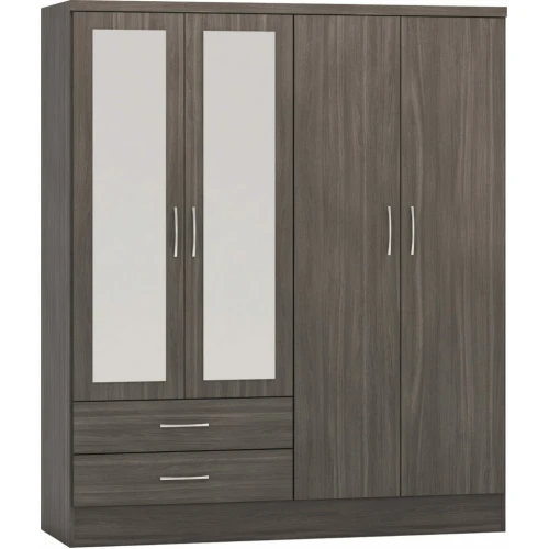 Nevada 4 Door Wardrobe Black