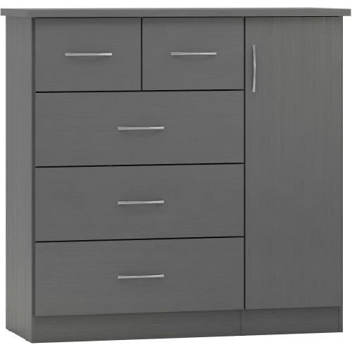 Nevada 5 Drawer Low Wardrobe 3D Grey