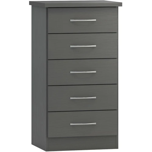 Nevada 5 Drawer Narrow Chest 3D Grey