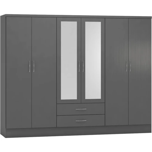 Nevada 6 Door Wardrobe 3D Grey