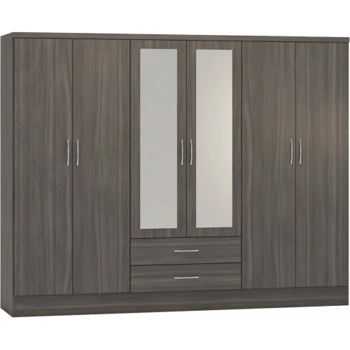 Nevada 6 Door Wardrobe Black