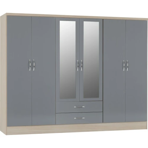 Nevada 6 Door Wardrobe Grey