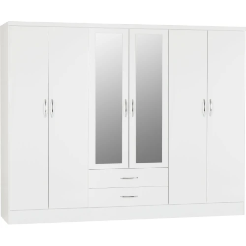 Nevada 6 Door Wardrobe White