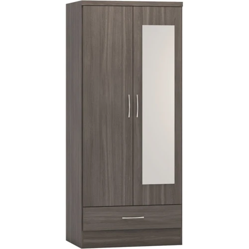 Nevada Mirrored 2 Door Wardrobe Black