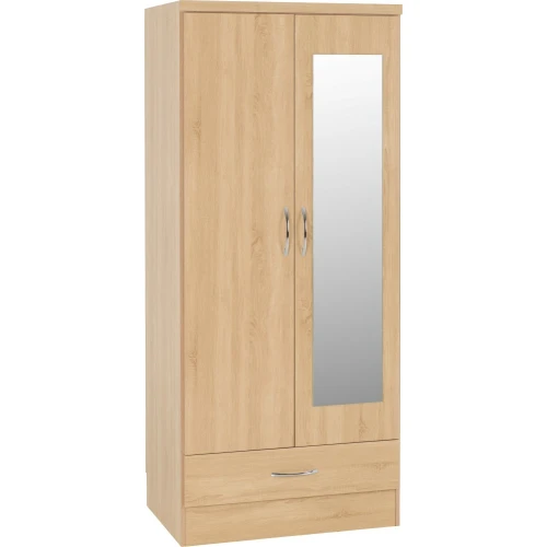 Nevada Mirrored 2 Door Wardrobe Sonoma