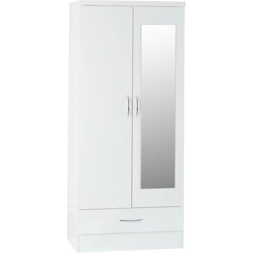 Nevada Mirrored 2 Door Wardrobe White