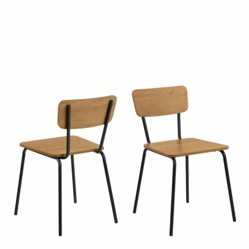 Peru Dining Chair in Steel and Oak Set of 4