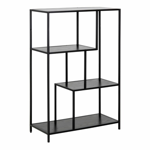 Seaford Metal Asymmetrical Bookcase Black