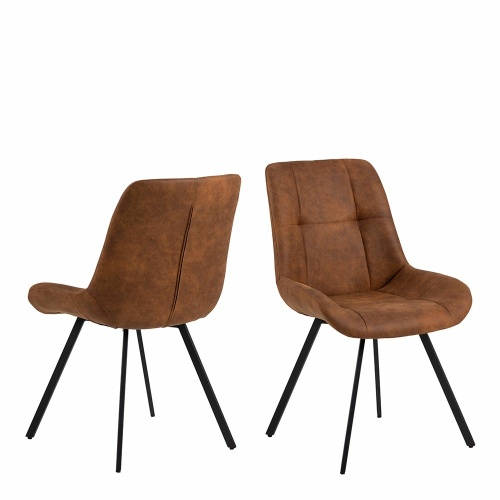 Waylor Dining Chair in Brown Fabric Pair