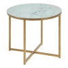 Alisma Round Side Table White Marble Effect
