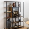Seaford Bookcase 7 Shelves Glass Front Display Oak