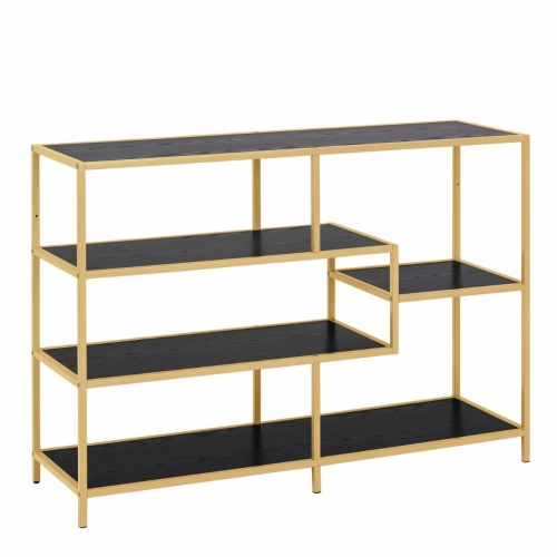 Seaford Bookcase Gold 4 Black Shelves