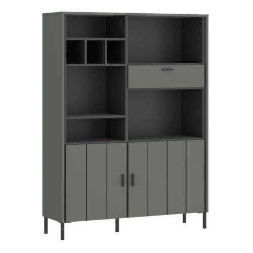 Arundel Bookcase 2 Door 1 Drawer in Green