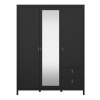 Barcelona 3 Door Mirror Wardrobe Black